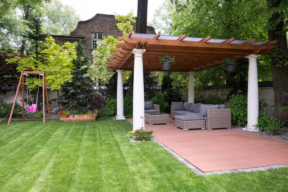 beautiful garden with modern pavilion