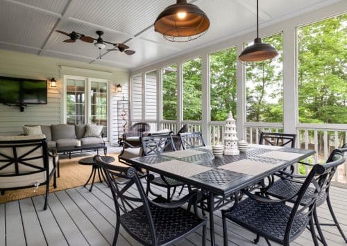 Screened porch providing bug-free outdoor living in Gretna