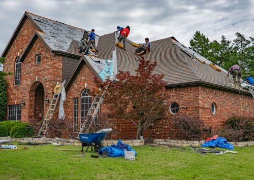 Roof replacement underway on a Metairie Louisiana home